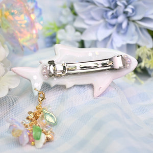 Glass Sakura Shark Barrette (6cm clasp) | removable dangle charm