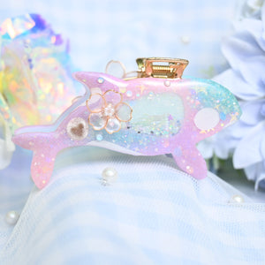 Glass Sakura Orca Hair Huggie (5.5cm claw) - Dancing Heart