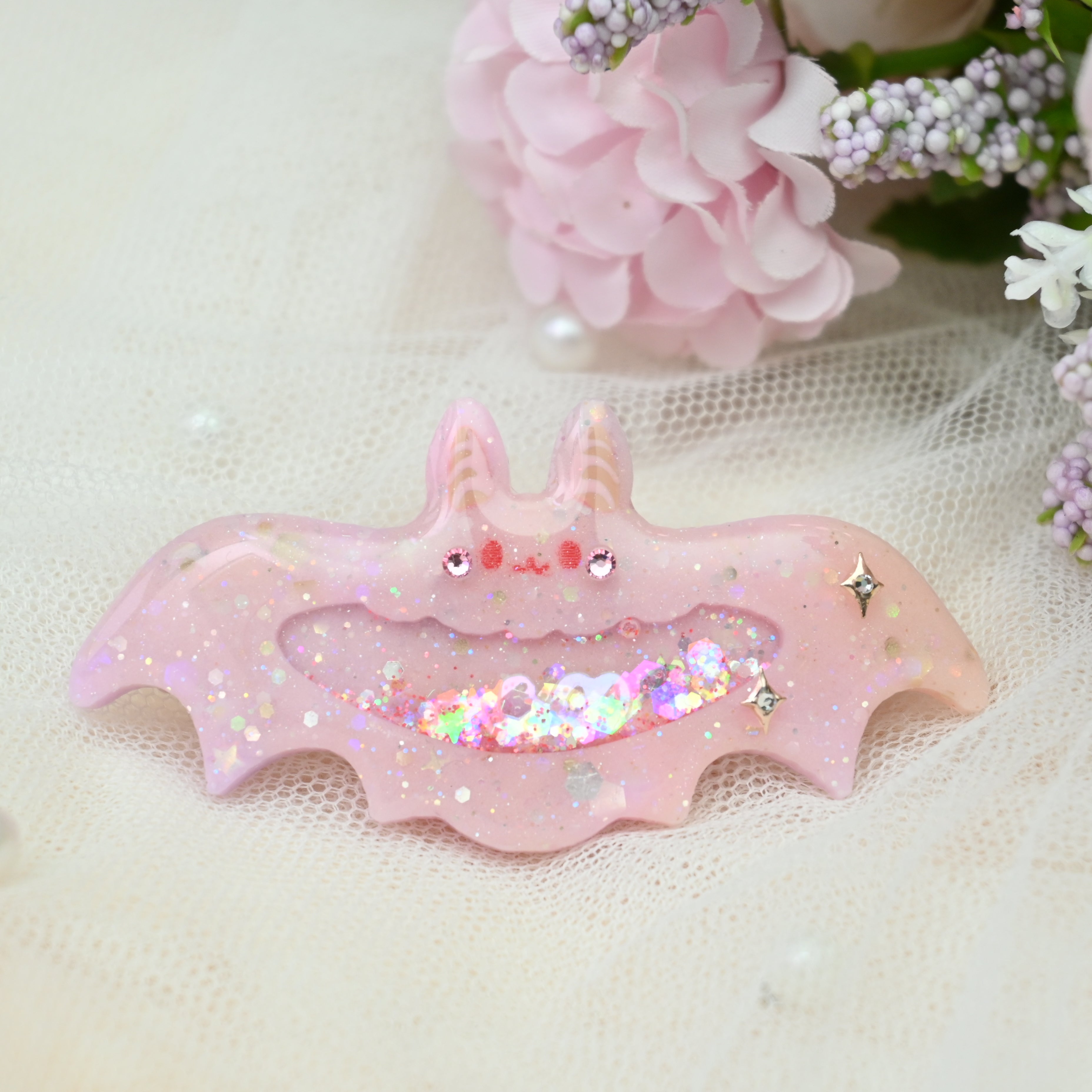 6cm Bat Barrette - Petal