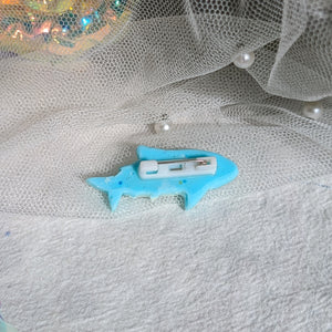 Tiny Shark Brooch (2cm pin) Blue