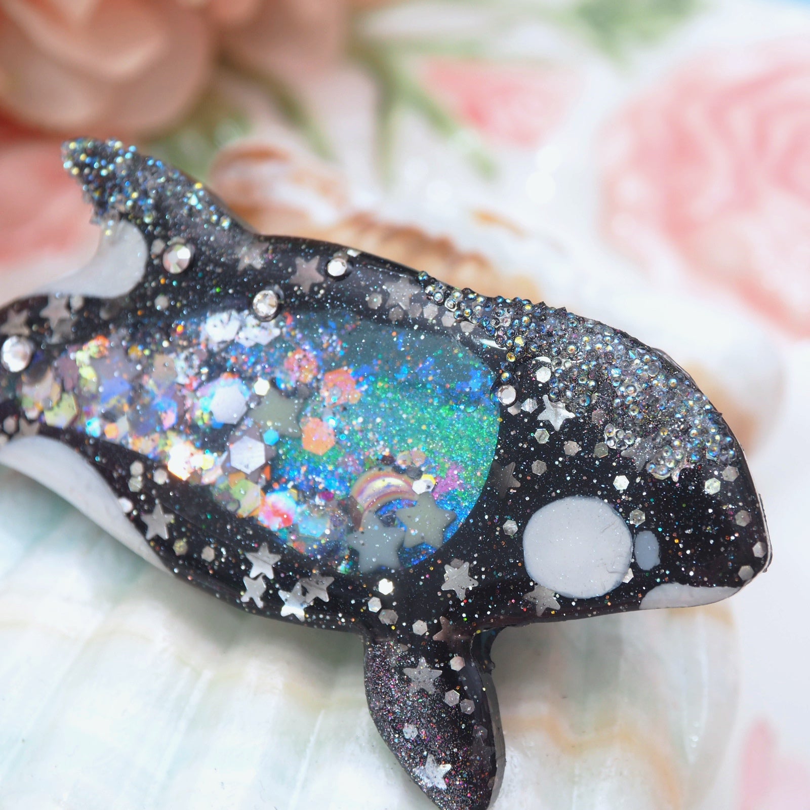 Bejeweled Orca Teardrop Hairclip