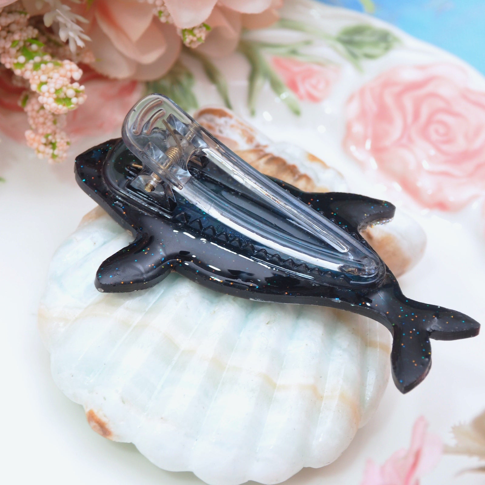 Bejeweled Orca Teardrop Hairclip